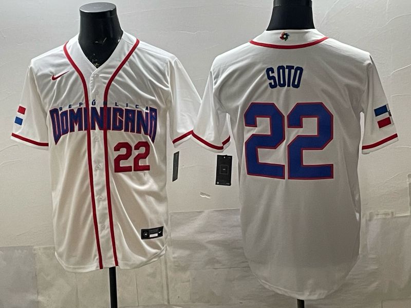Men 2026 World Cub #22 Soto White Game Nike MLB Jersey style 004->more jerseys->MLB Jersey